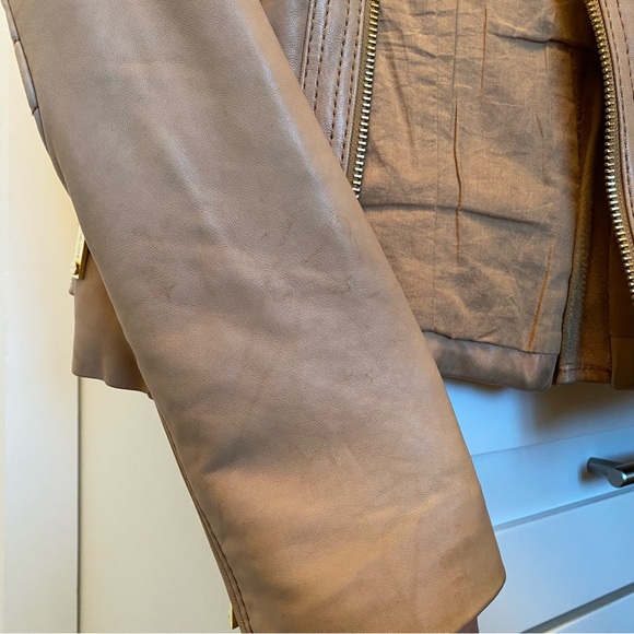 Michael Kors Zip-Front Leather Biker Jacket - Picture 6 of 7